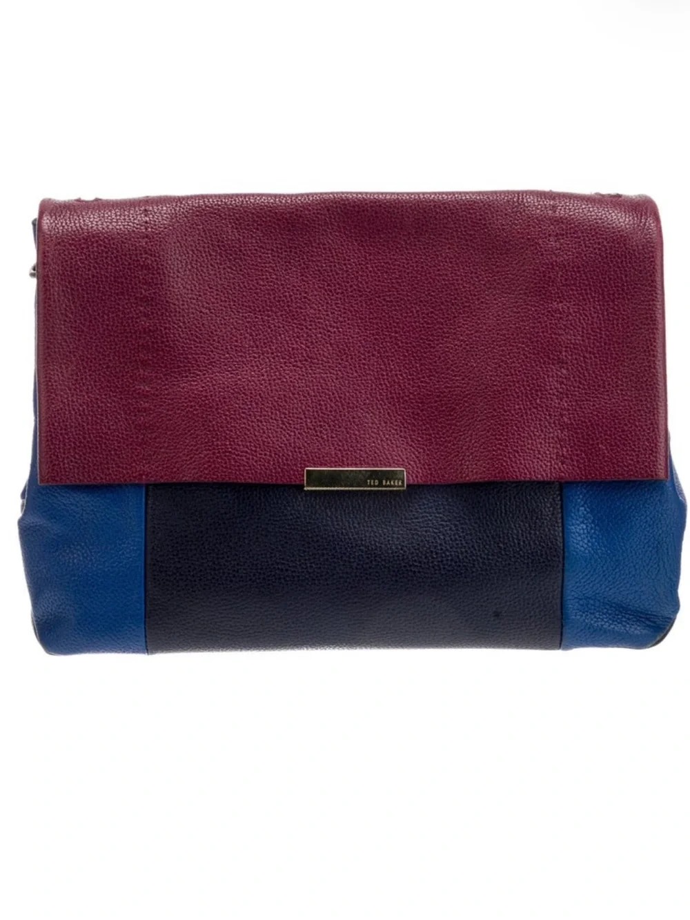 Ted Baker Colorblock Leather Fold-Over Clutch - Burgundy, Blue and Navy